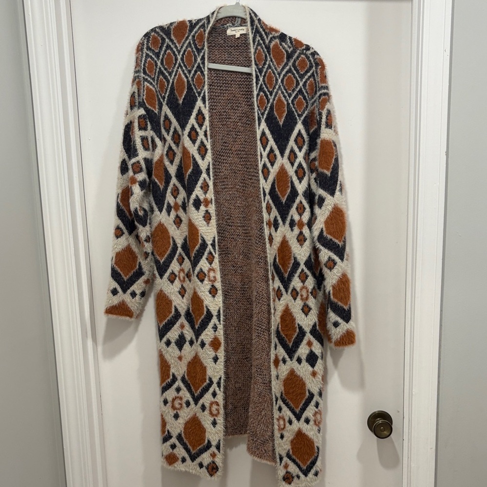 Sweet Lovely by Jen Aztec Patterned Long Cardigan
